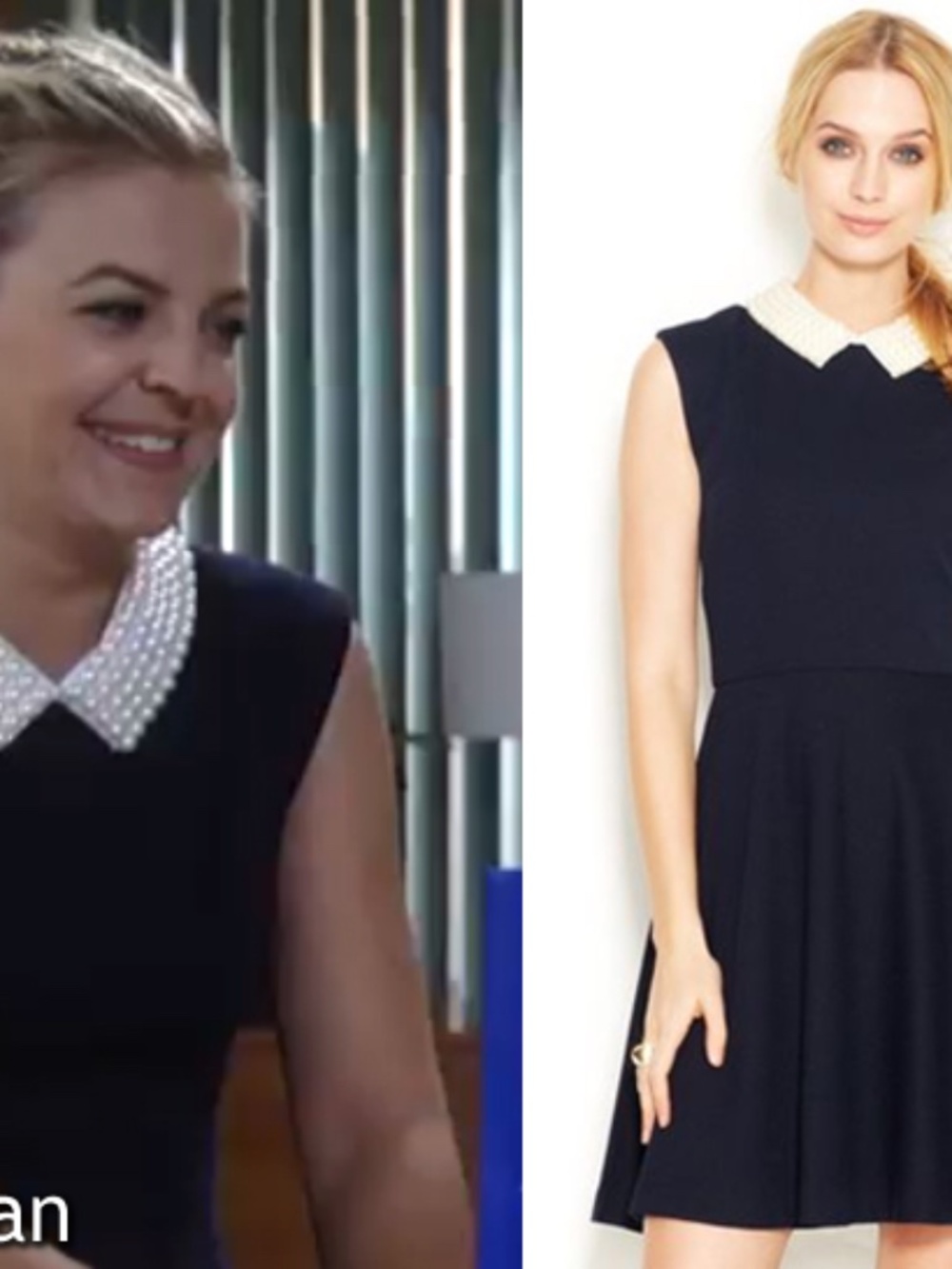 Betsey Johnson Black Mini Dress with Pearl Collar